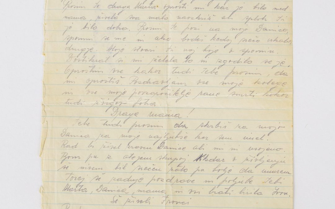 Poslovilno pismo Franca Camleka